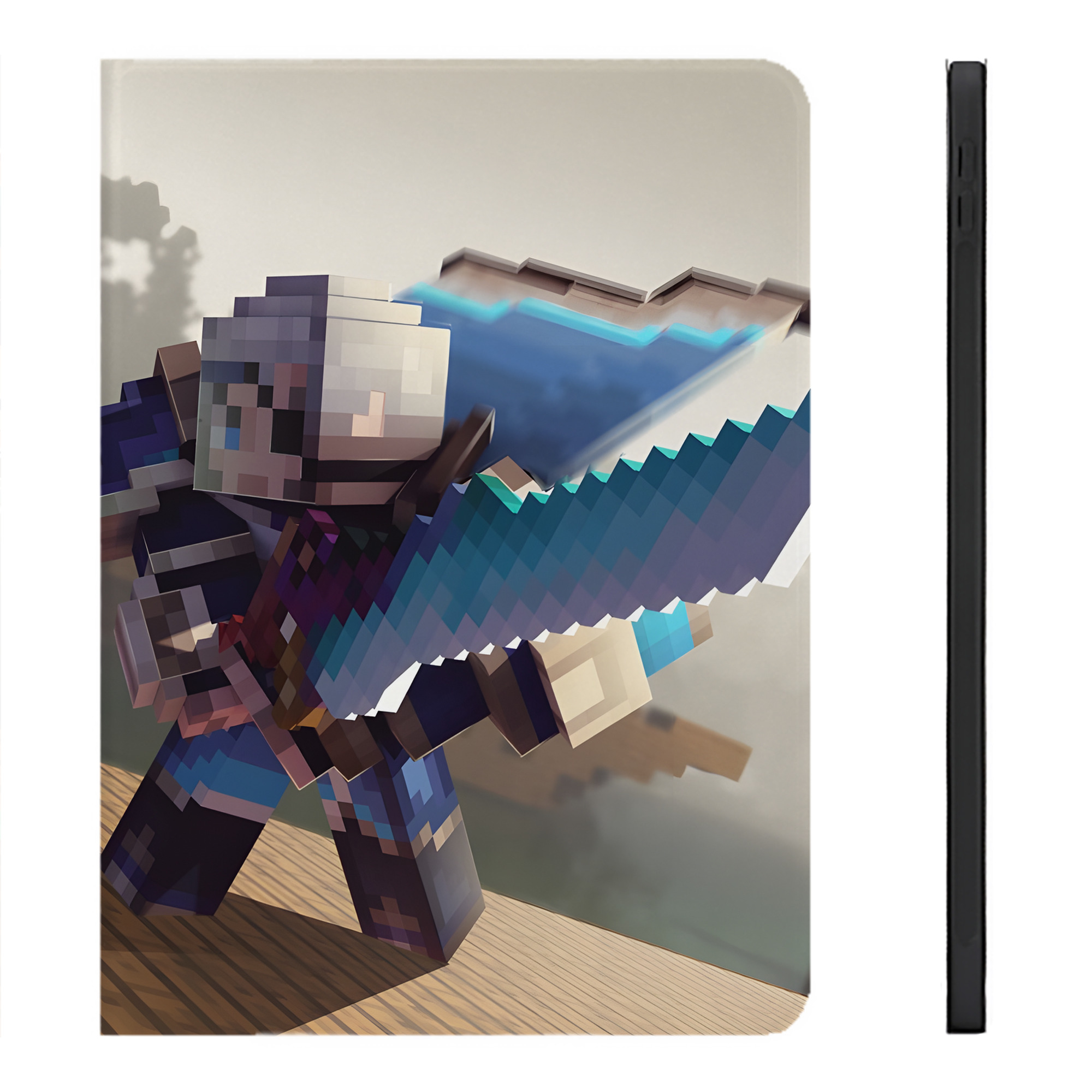 （画像用） マインクラフト ブロックの世界 Minecraft MC Block world IPadケース ペンホルダー付き ブックスタイルデザイン